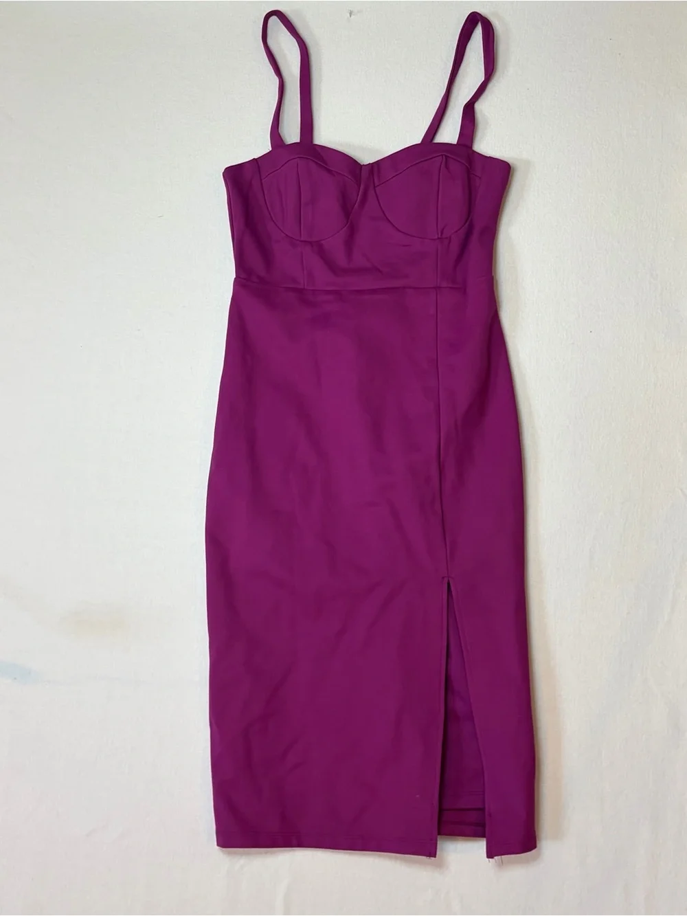 Lulu's Fuchsia Purple-Strap Midi Lined Knit/Spandex Dress - Picture 1 of 4